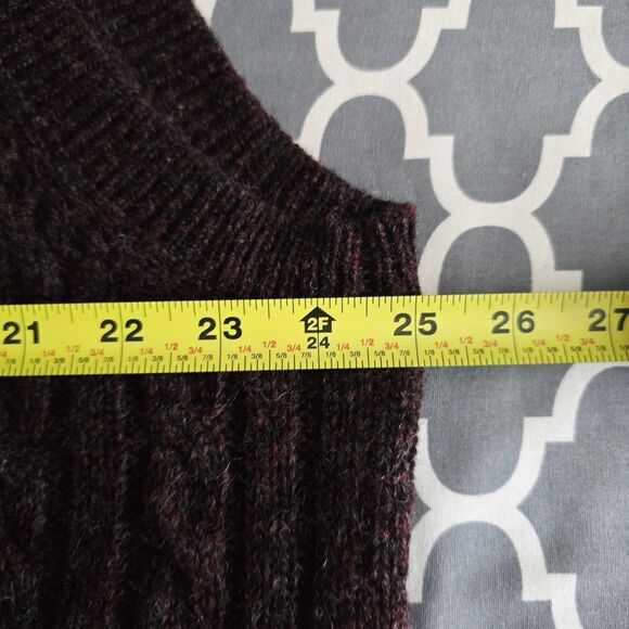 Spier & Mackay Sweater Vest Mens 2XL Burgundy Wool Cable V Neck Button Front - Picture 10 of 12